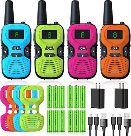 Walkie Talkies for Kids - Rechargeable 4 Pack: Walky Talky for Kids with Charger Battery - Walkie
