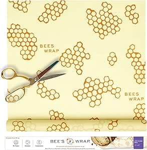 Bee's Wrap Beeswax Wraps for Food - Cut to Size 14x52" Beeswax Wrap Roll - Made in USA Reusable Natural Food Wrap - Honeycomb